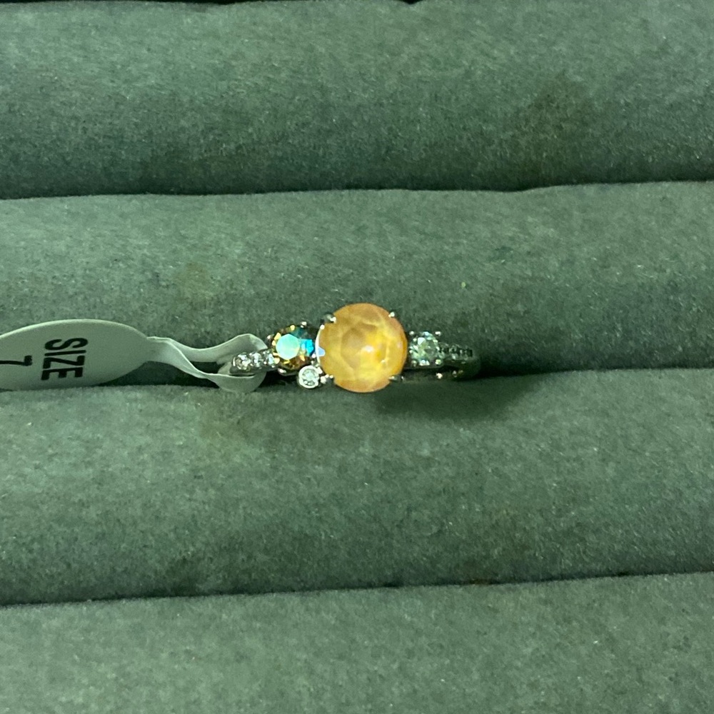 Sterling Silver Peach accented Promise Ring 🍑